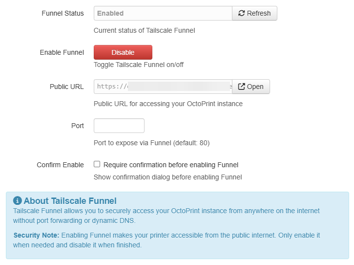 Tailscale Funnel Settings